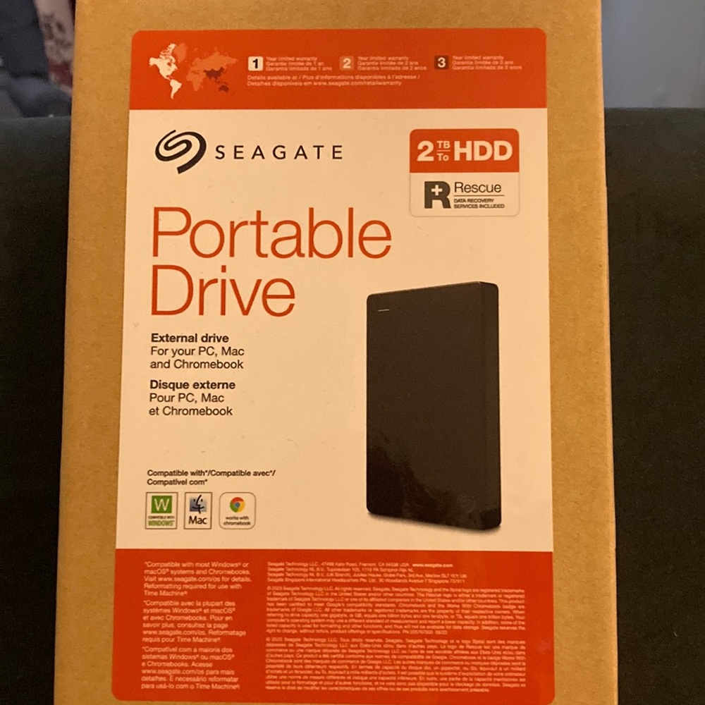 Seagate 2TB Portable Drive.  New unopened box